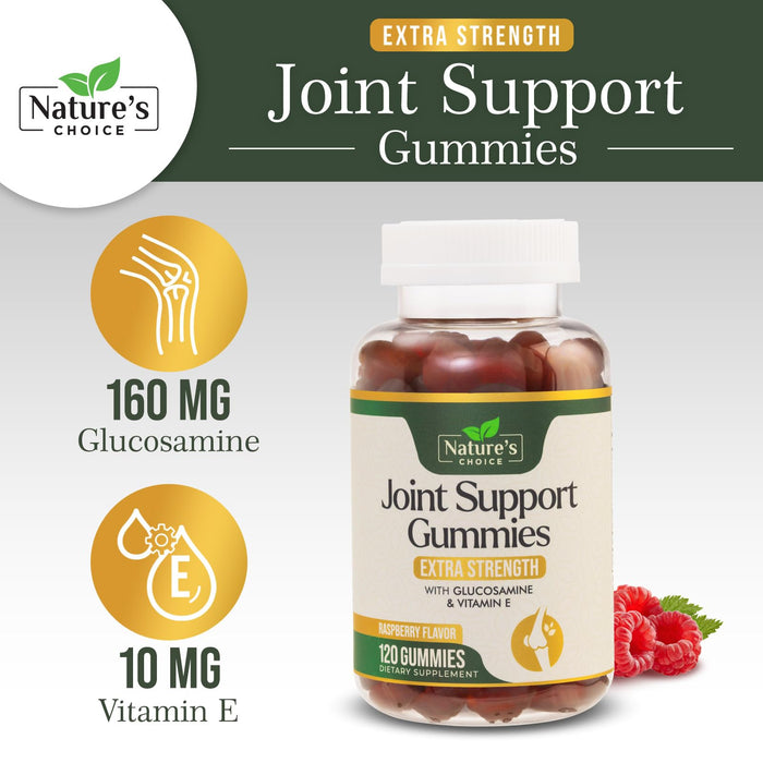 Glucosamine Gummies Extra Strength Joint Support Gummy with Vitamin E - Naturally Assists Cartilage & Flexibility - Best Support Chew for Men and Women - 120 Gummies