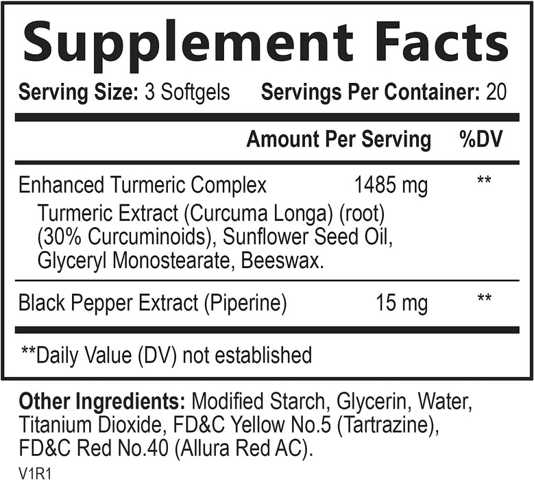 Nature's Choice Turmeric Curcumin Softgels with 30 Curcuminoids 1500mg and Black Pepper for Best Absorption, Powerful Joint Support, Turmeric Supplement by Natures Choice - 60 Veg Softgels
